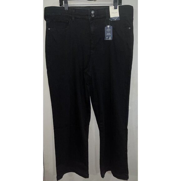 St Johns Bay Black Denim Jeans Womens Wide Leg High Rise Stretch SZ 20 NWT $49 - Picture 1 of 3